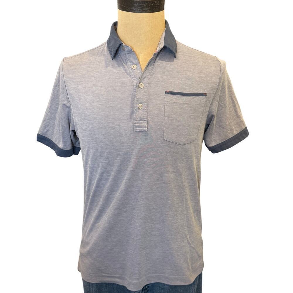 TRAVIS MATHEW Blue Pique Polo Shirt Top Men size S